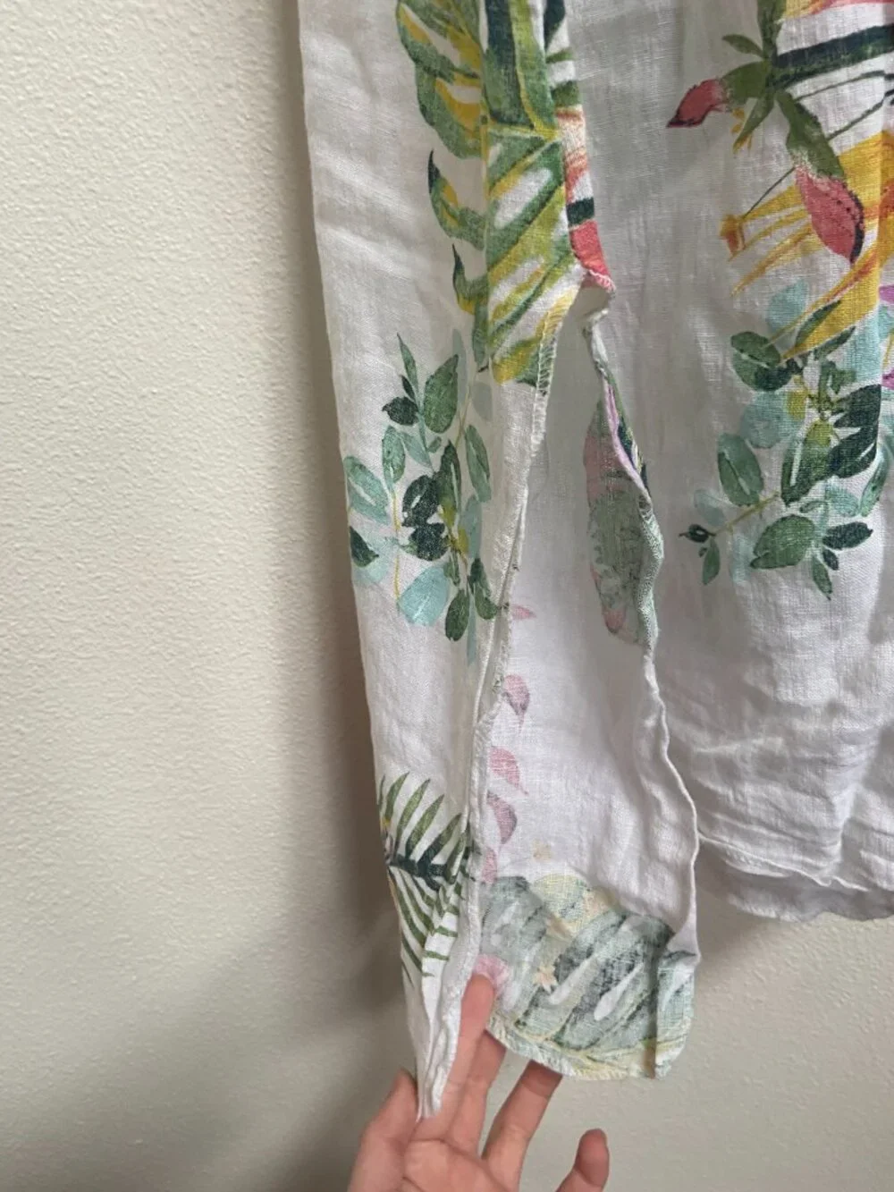 Lungo l'arno 100% linen beach dress tropical print sz S